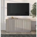 TV Stand for TVs up to 55" with 3 Swing Out Ribbed Doors and Adjustable Shelves for Living Room