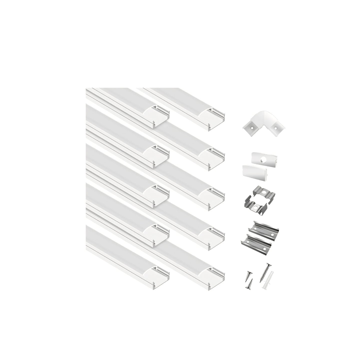 10-Pack 6.6ft/2Meter U Shape White LED Aluminum Channel System with Milky Cover,