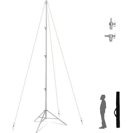 24ft Tall Telescoping Camera Tripod Stand, Heavy Duty Stainless Steel with 3 Guy Wires & 1/4" 3/8"