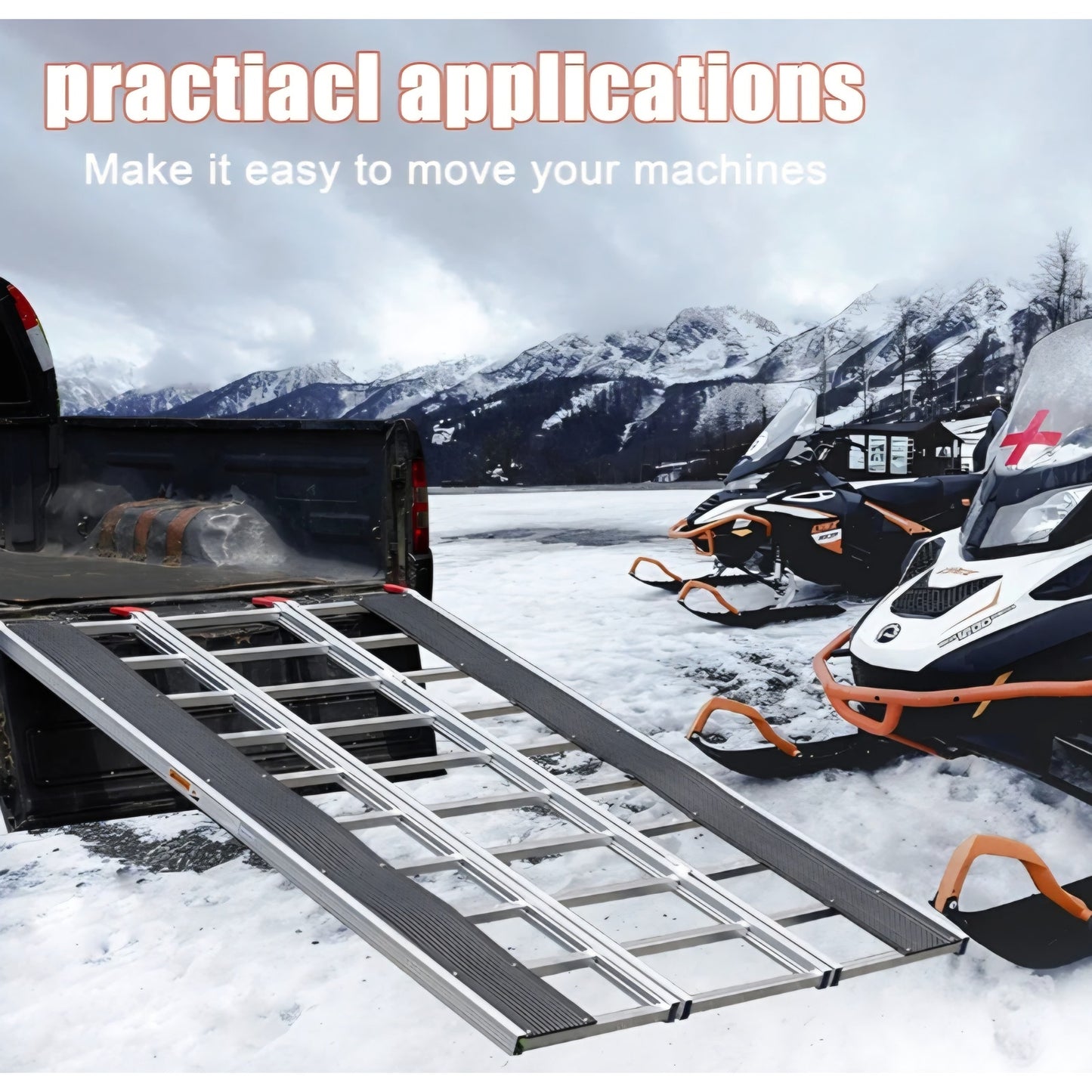 LEMNISCATE Snowmobile Ramp,85" L*54" W Extra-Wide Aluminum Loading Ramps,1500lbs Tri-fold ATV