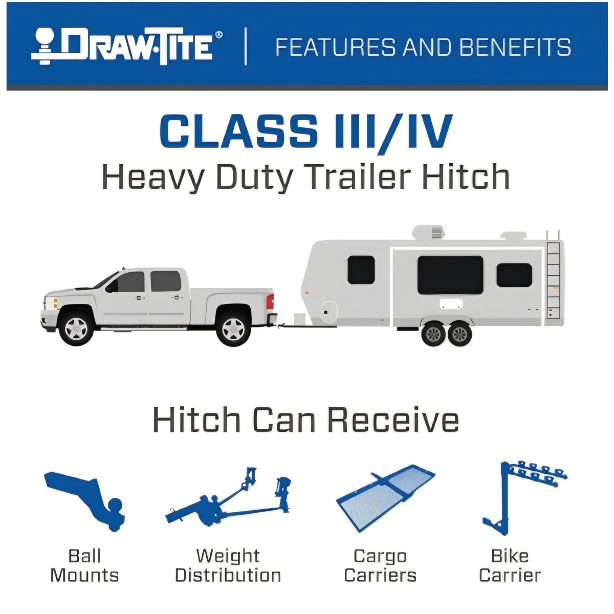 Draw-Tite 76396 Class 3 Trailer Hitch, 2 Inch Square Receiver, Black, Compatible  Nissan Rogue