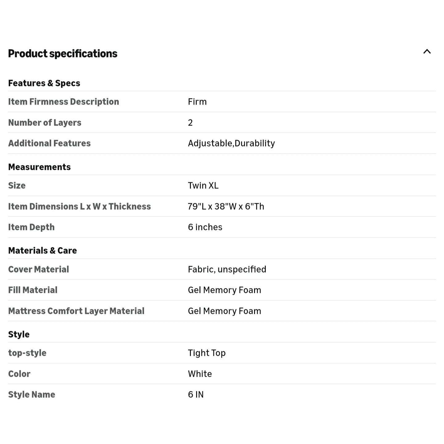 Twin-XL Mattress, 6 Inch Gel Infused Memory Foam Mattresses Medium-Firm Mattress