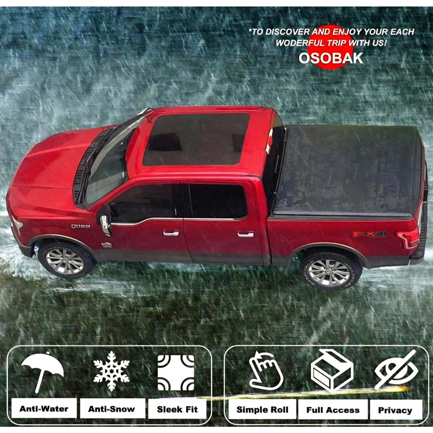 Soft Roll Up 5'3" Truck Tonneau Cover Compatible for 2000 2001 2002 2003 2004 Dodge Dakota Short
