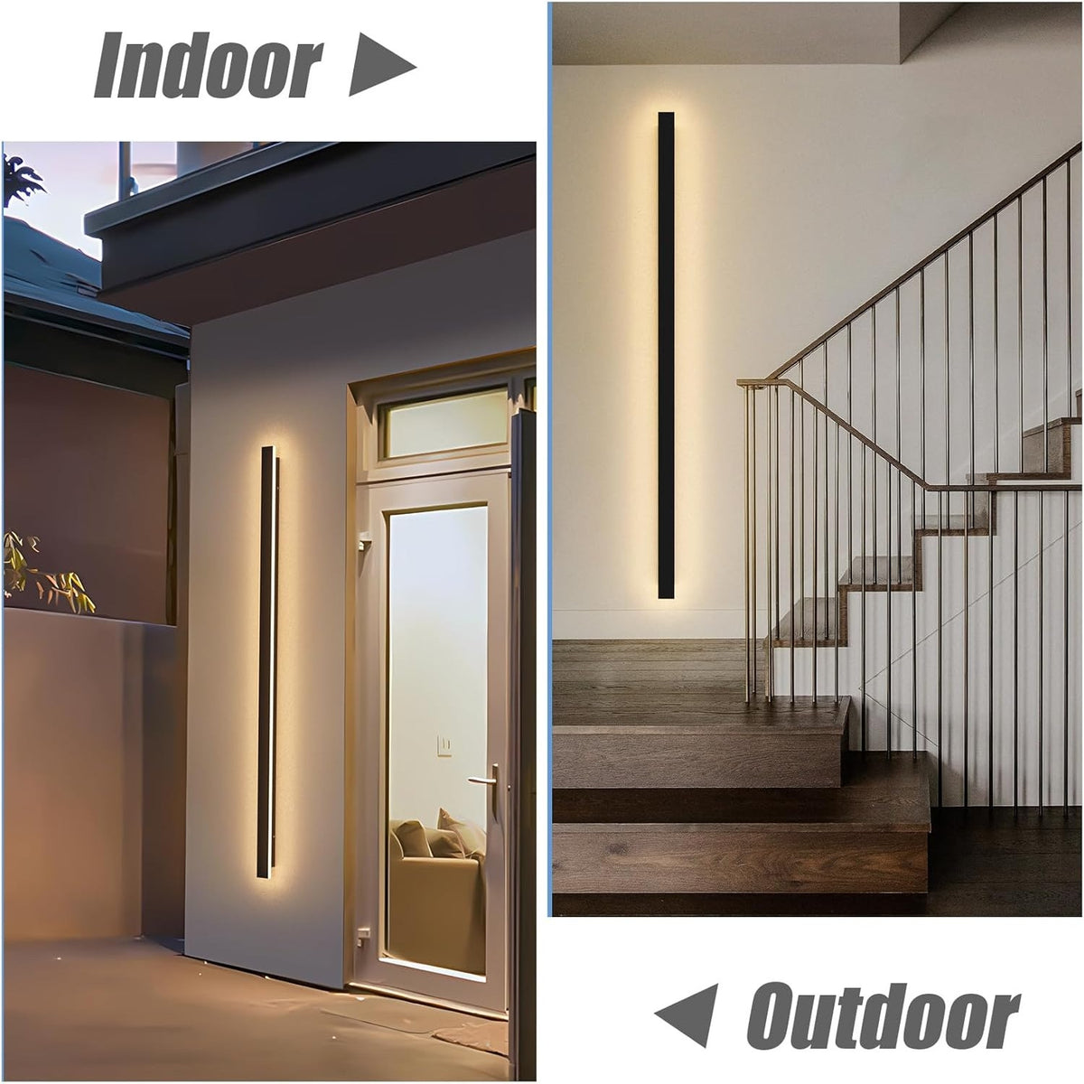 1 light 56.3inch Long Outdoor LED Wall Lights 45W Black 3000K WarmWhite Porch Lights Acrylic.