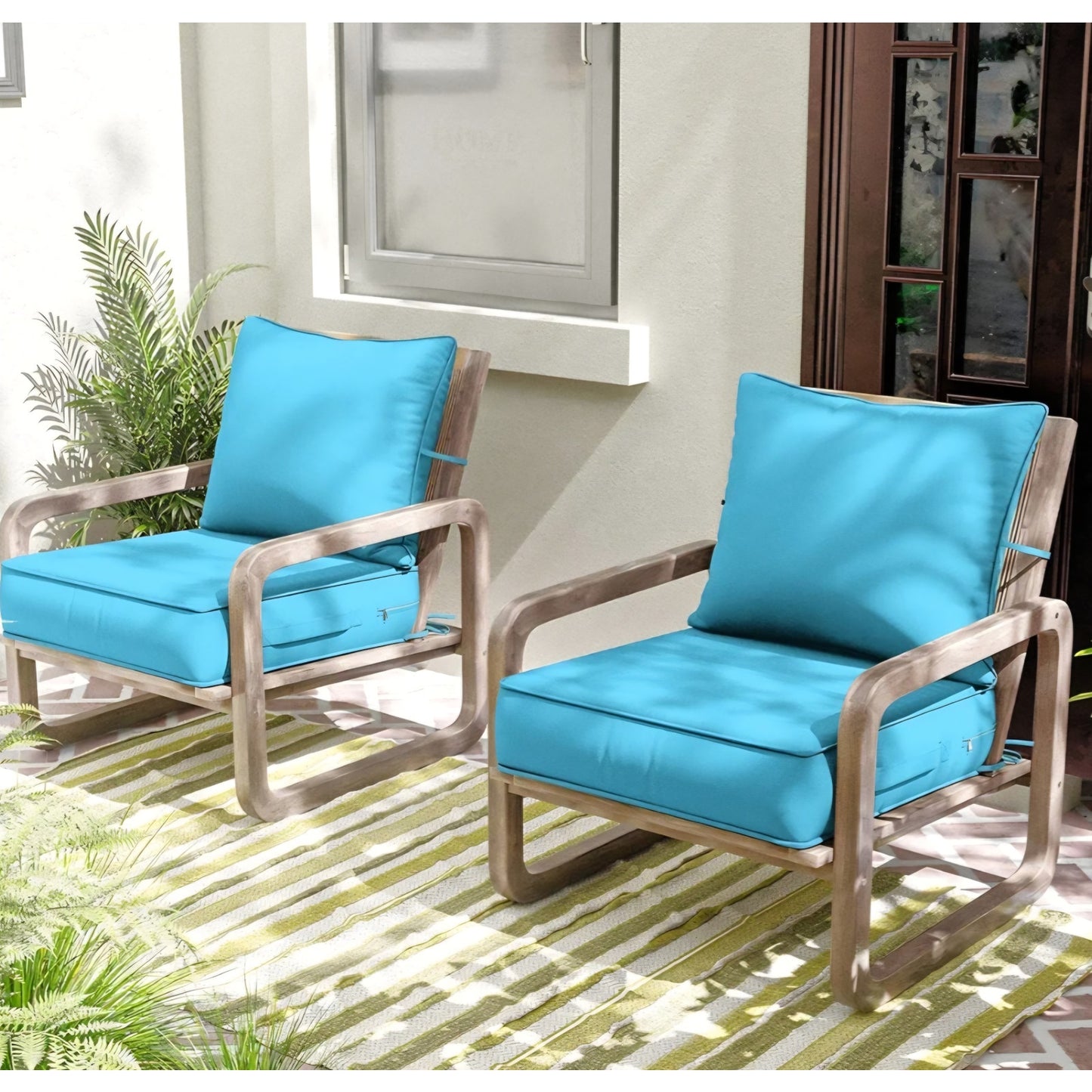Outdoor Patio Chair Cushions Set 24 L X 24 W X 5 H Waterproof & Fade Resistant Deep Seat and Back