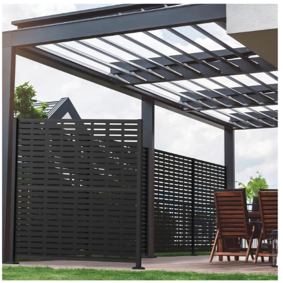 3'x6' Boardwalk Decorative Screen Panel, Black