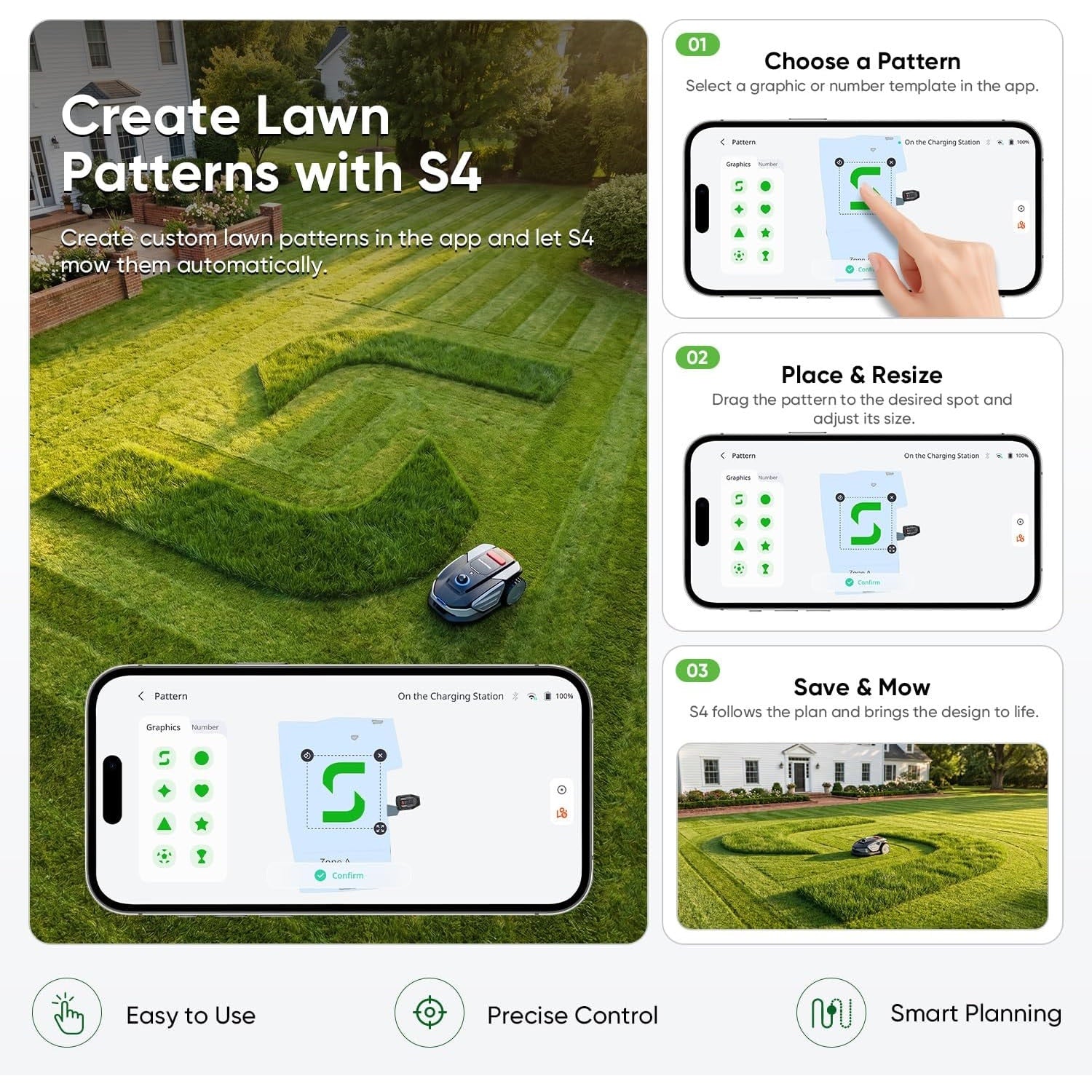 Sunseeker S4 LiDAR Robot Lawn Mower for Up to 0.25 Acre (1000 m²), Vision AI + 360° 3D LiDAR GPS