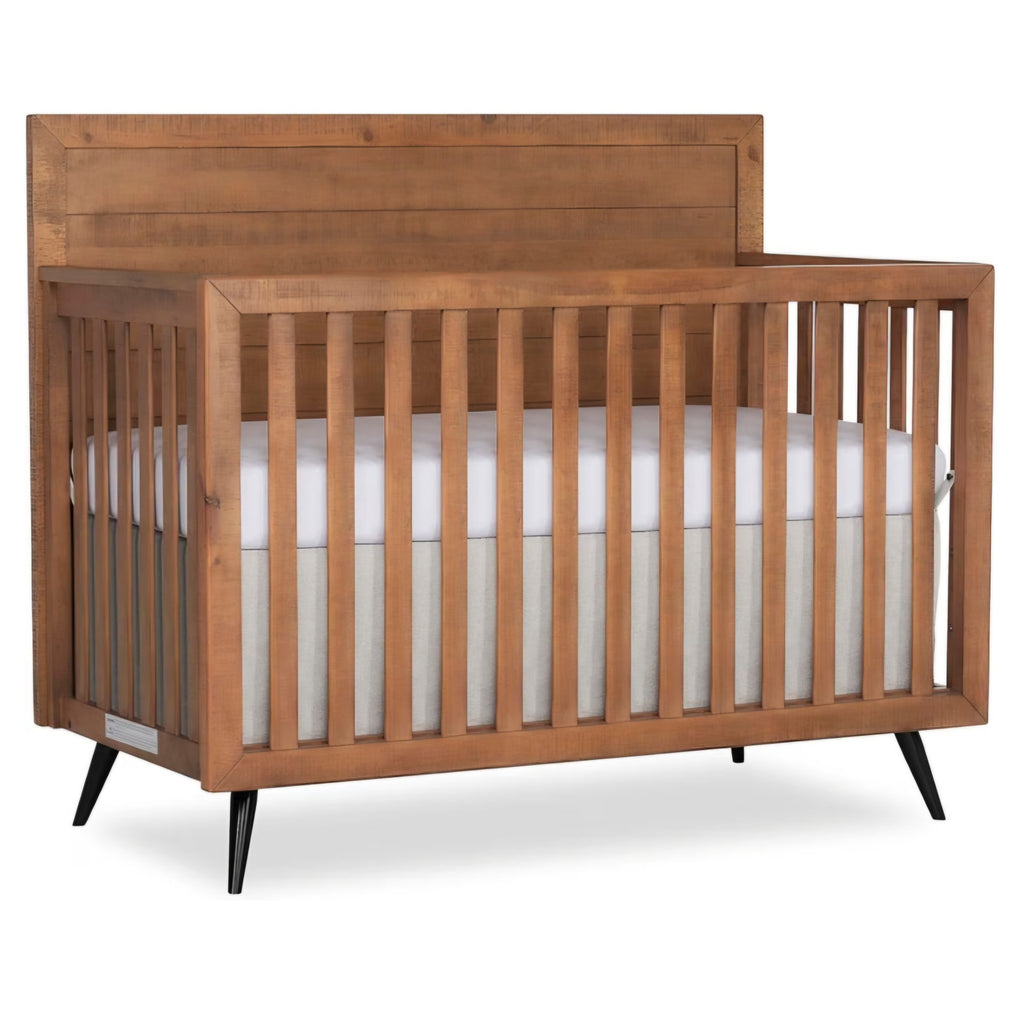 Evolur Stilnovo Mid-Century 4-in-1 Convertible Crib in Sugarcane – Greenguard Gold Certified, Solid Wood