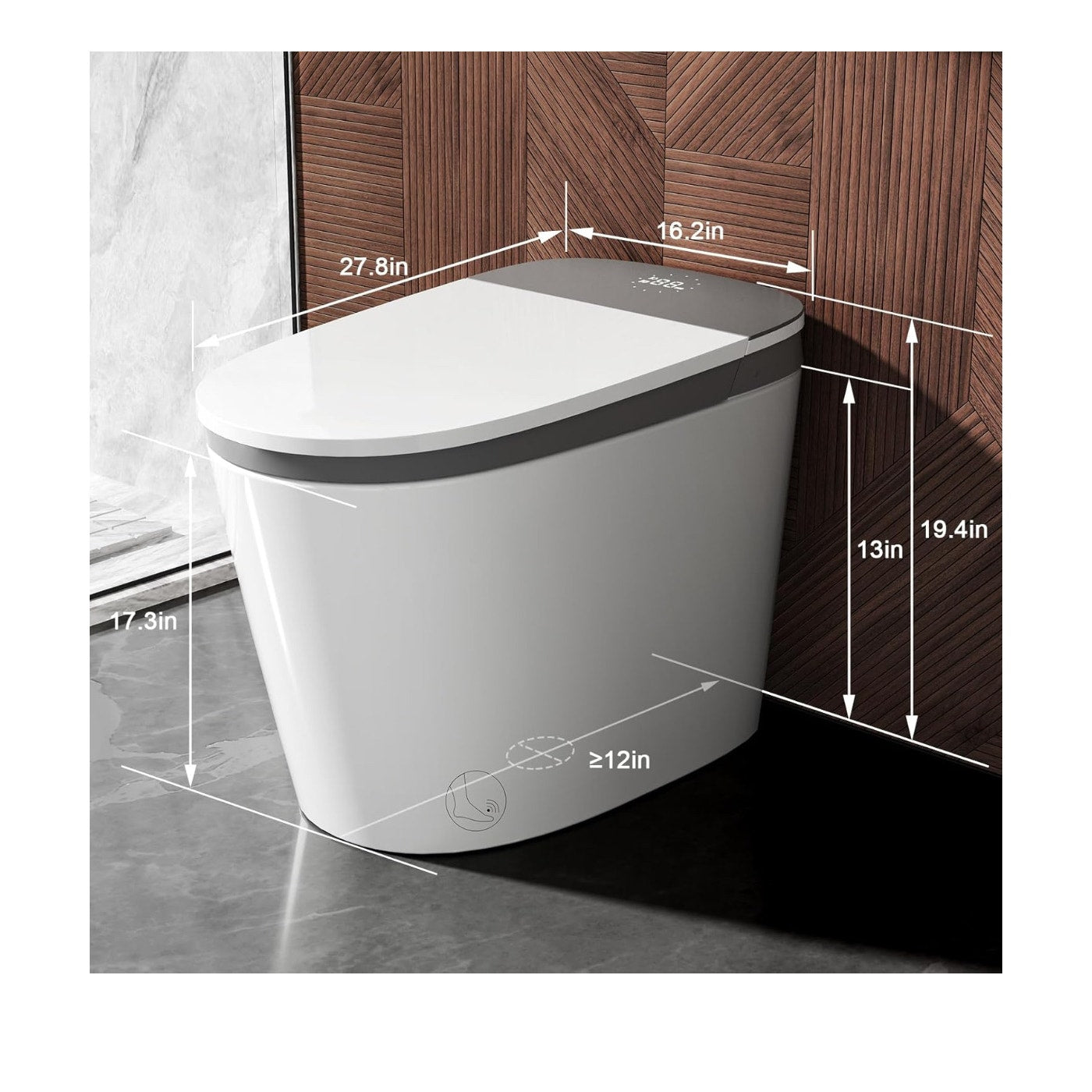 Smart Bidet Toilet, Auto Open/Close Lid, Auto Flush, Built in Tank with Boost Pump