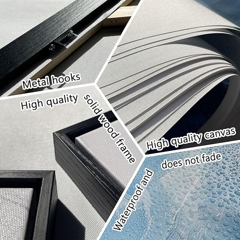 yiijeah Paintings Wall Decor - Wall Frames, Abstract Canvas Wall Art Blue and White, 58"L x 29"W.