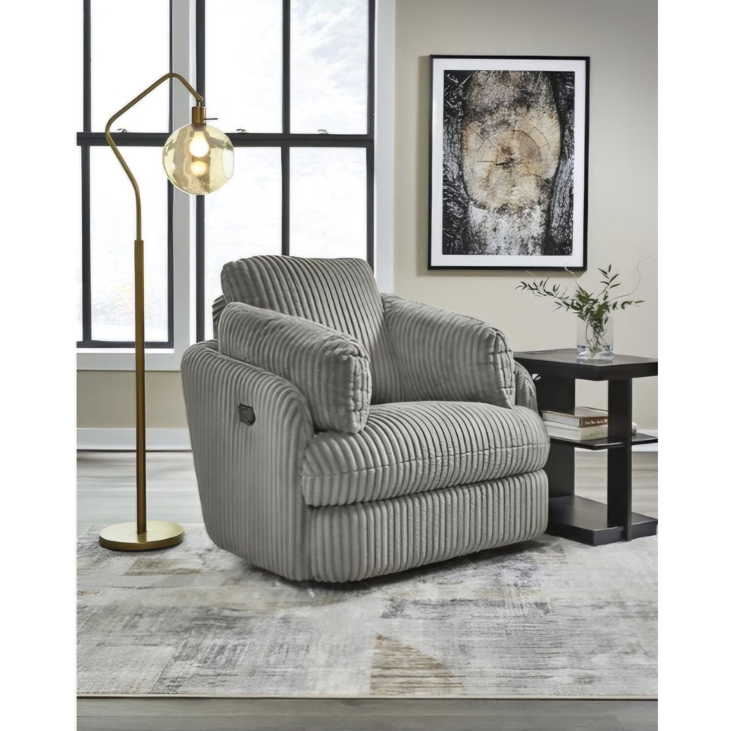 Signature Design by Ashley Tie-Breaker Swivel Glider Recliner, 2 Bolster Pillows, Hidden Storage
