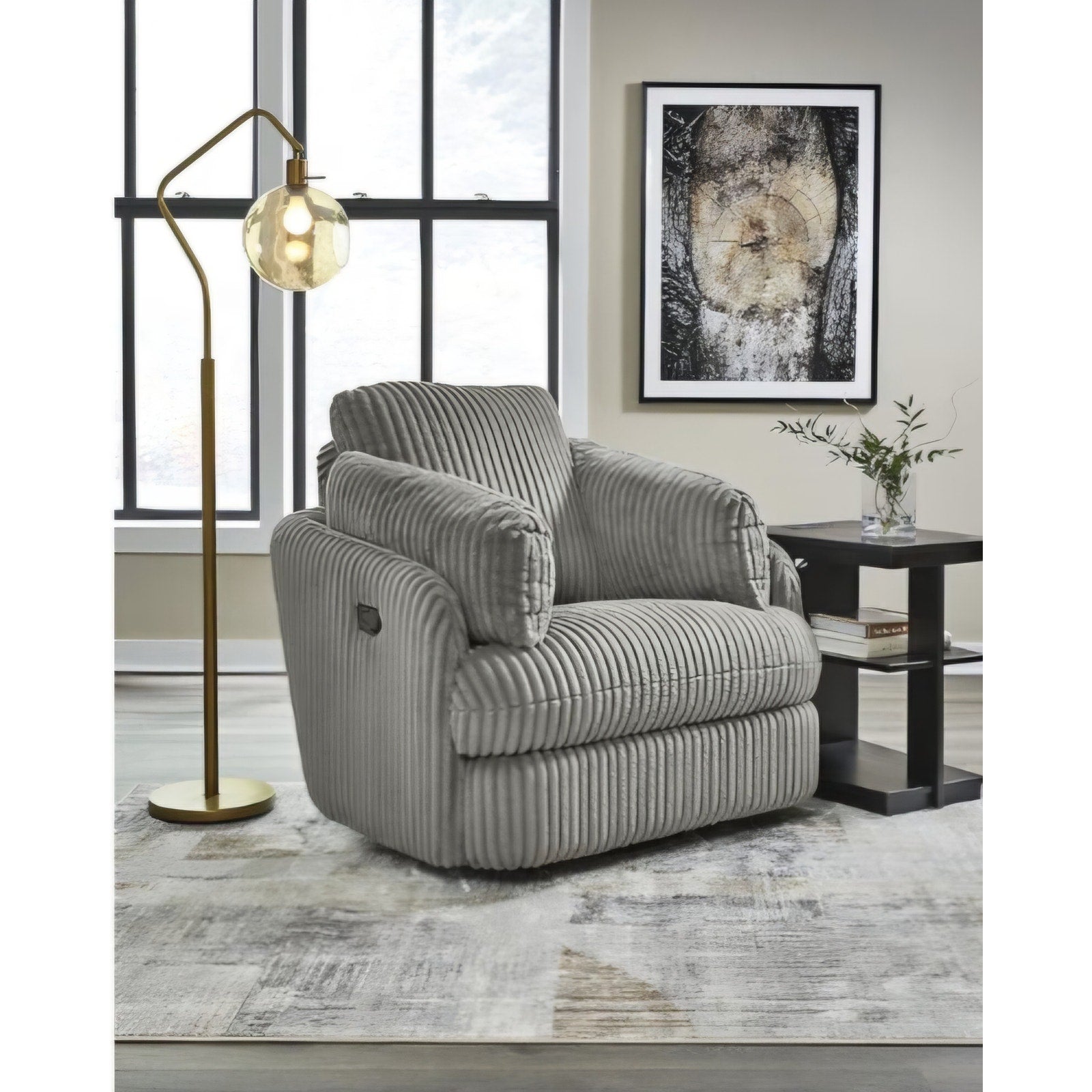 Signature Design by Ashley Tie-Breaker Swivel Glider Recliner, 2 Bolster Pillows, Hidden Storage
