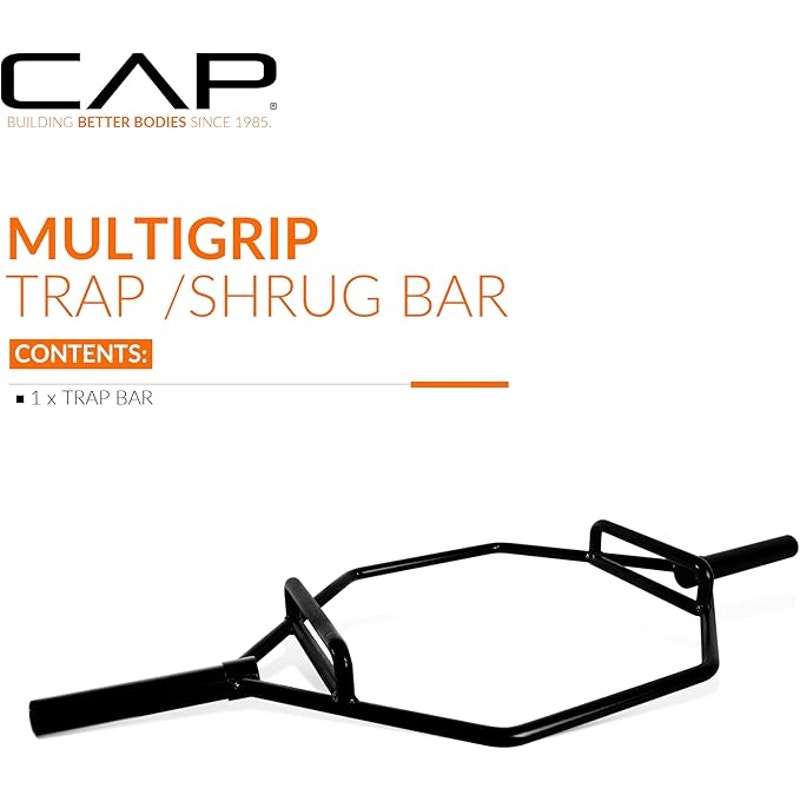 CAP Barbell Olympic Trap Bar | Multiple Grip Options, Black, Combo Grip,56"L x 24"W
