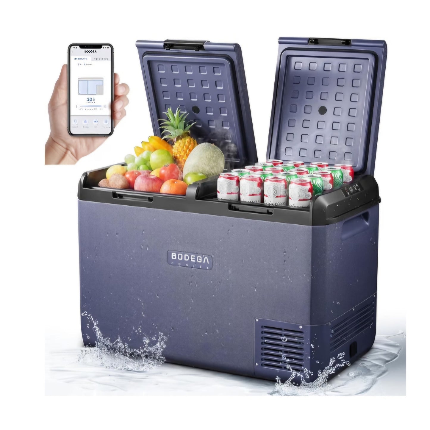 BODEGACOOLER 12 Volt Car Refrigerator, 79QT(75L) IPX4 Waterproof Electric Cooler