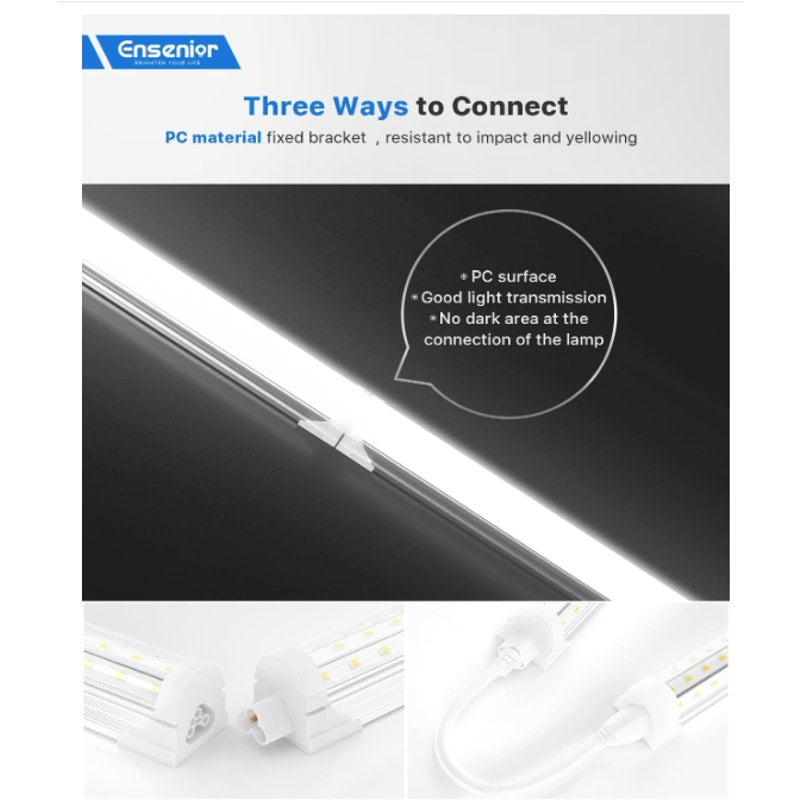 Ensenior 8FT LED Shop Lights, 6000K T8 Commercial Bay Lighting