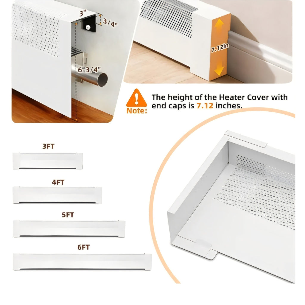 Upgraded 6 FT Baseboard Heater Covers with Left and Right Endcaps