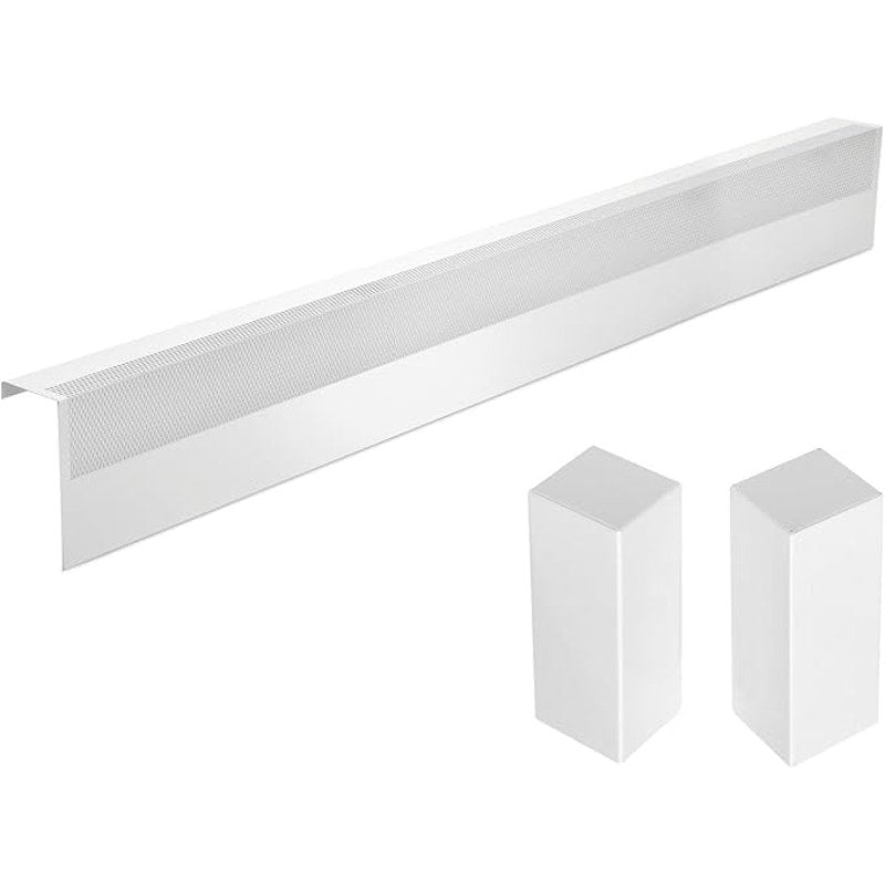 Upgraded 5 FT Baseboard Heater Cover with Left and Right Endcaps, Galvanized Steel, white