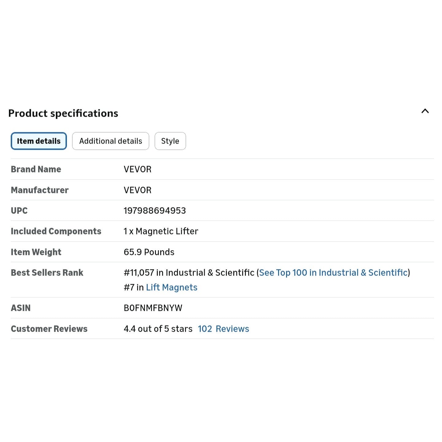 VEVOR Permanent Magnetic Lifter, 2200 lbs Pulling Capacity, Heavy Duty N42