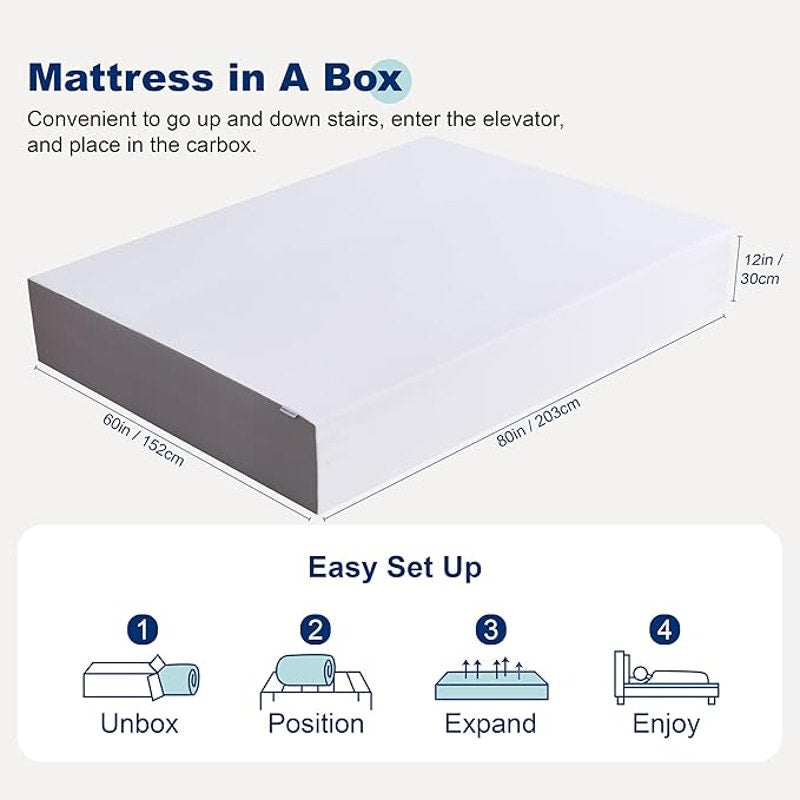 Queen matress 12 inch  Amazon Basic Medium Firm Memory Foam Mattress, Breathable, White/Grey