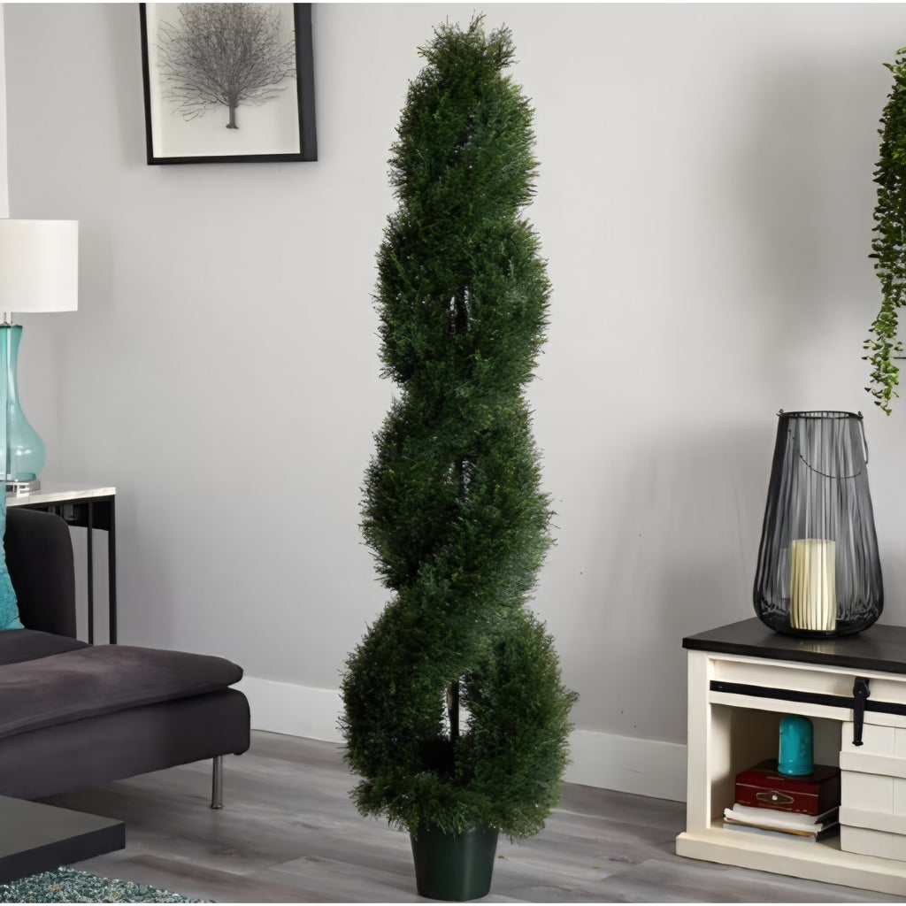 Artificial plant, Natural Double Pond Cypress Spiral Topiary UV Resistant (Indoor/Outdoor)
