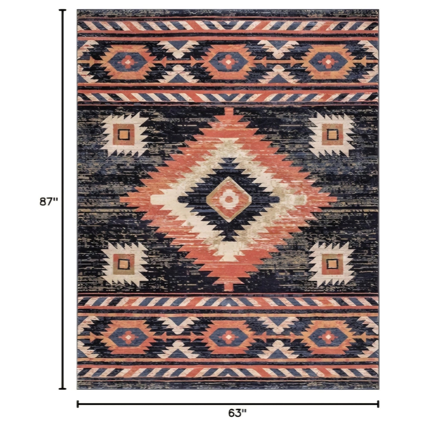 Area Rug Well Woven Tulsa Lea Blue Traditional Southwestern Tribal 5x7 (5'3" x 7'3")