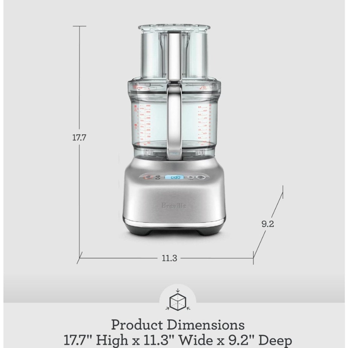 Breville BFP838 Paradice 16 Cup Food Processor and Dicer, Large, Brushed Stainless Steel
