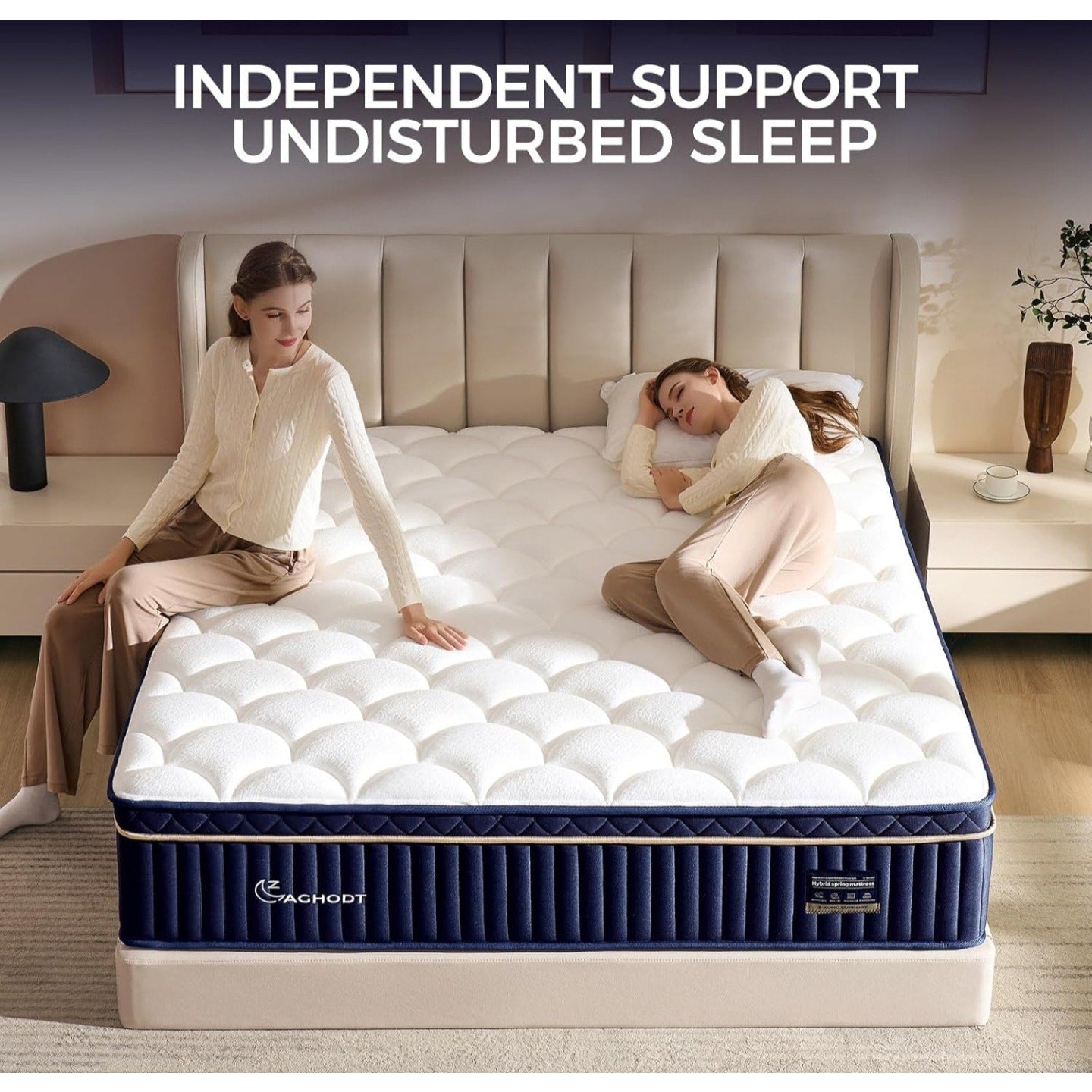AGHODT Queen Mattress14 Inch Queen Size Hybrid Mattress in a Box, Medium Firm Memory Foam mattress,