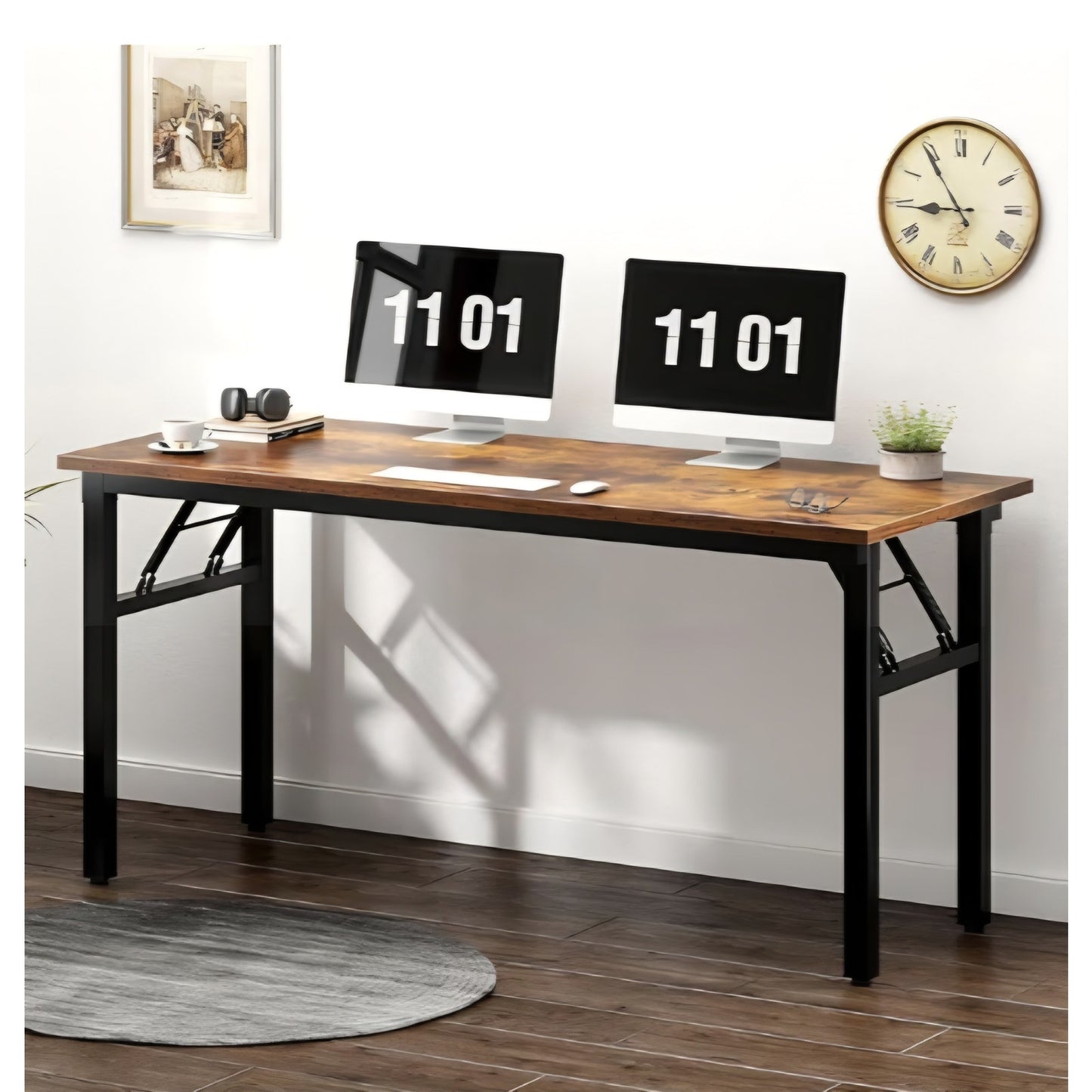 Folding Desk, 54 inch Large Computer Desk for Home Office