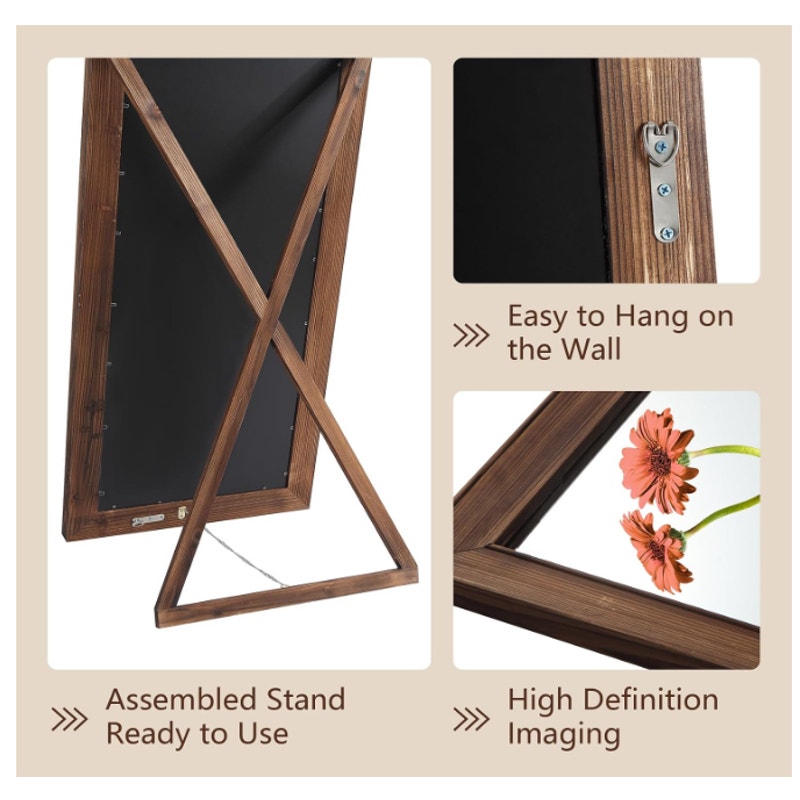 MirrMuse Rustic Farmhouse Full Length Mirror with Stand 71"x32"
