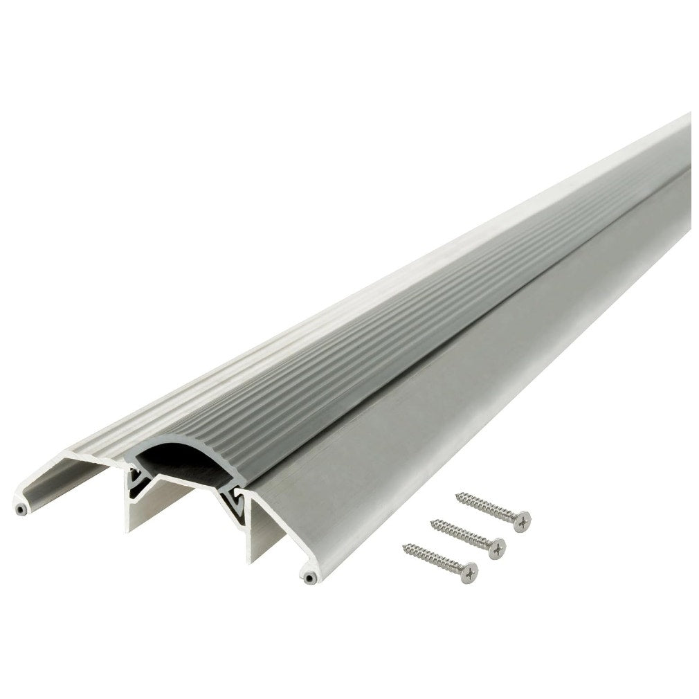 M-D Building High-Profile Threshold, Silver, 3-3/4in x 1-1/8in x 72in Vinyl Insert Seal