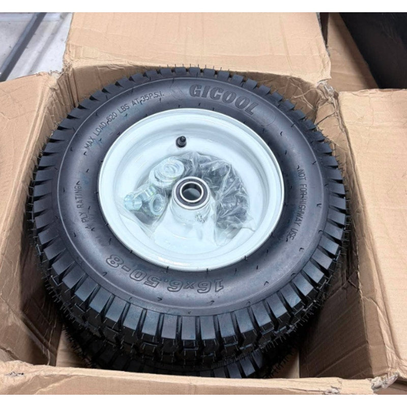 GICOOL 16x6.50-8 Tubeless Tire and Wheel, 【1" Bearing, 4" Centered Hub】,16x6.5-8" Lawn Mower Tires