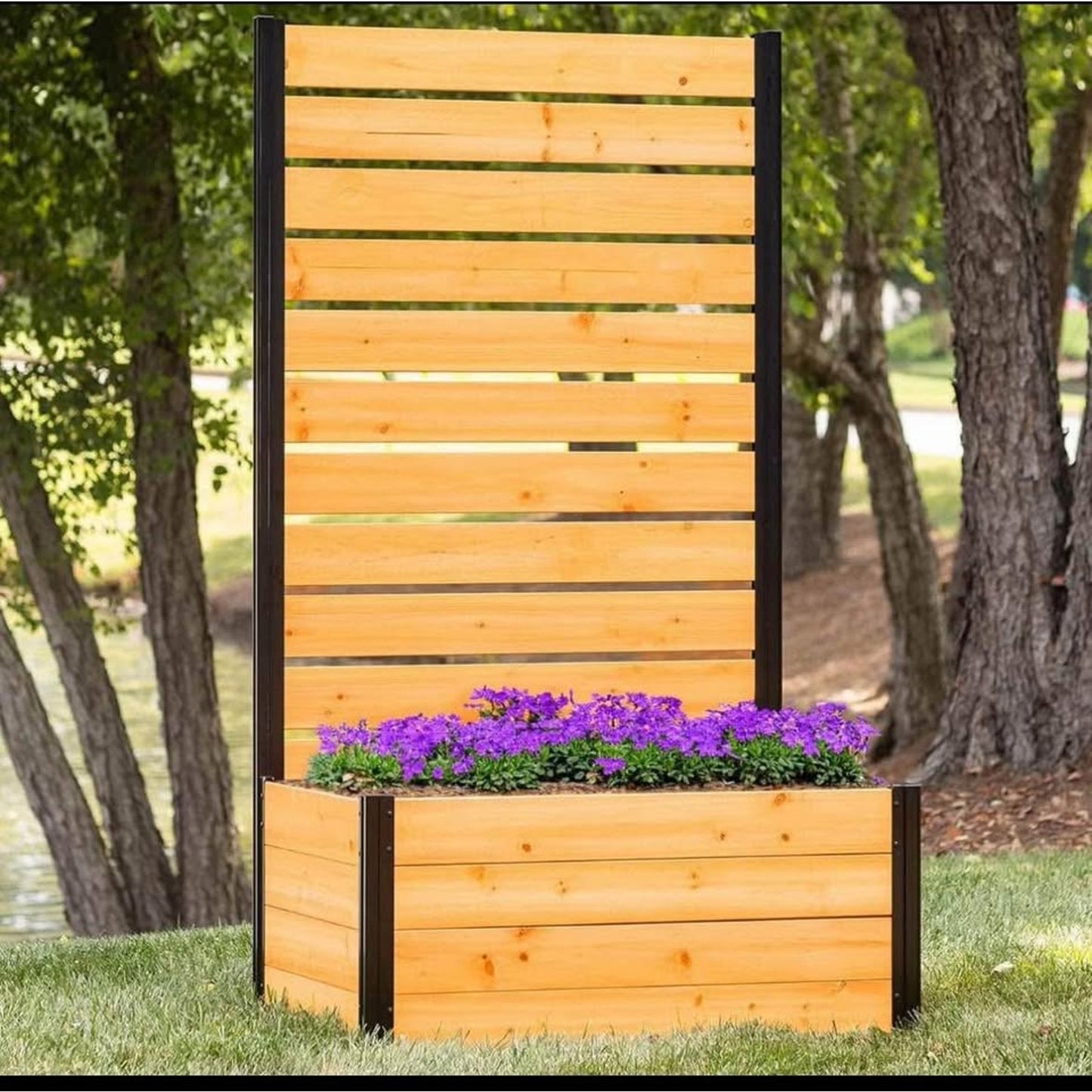 6ft H x 3.3ft W x 2.1ft L (1 Screen w/Planter) Freestanding Enclo Concord Cedar Wood Privacy Fence S