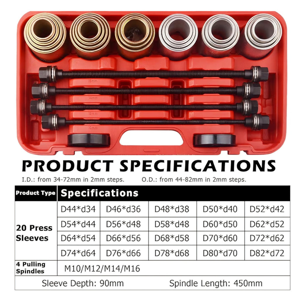 DAYUAN Universal Press Pull Sleeve Remove Install Bushes Bearings Tool Kit