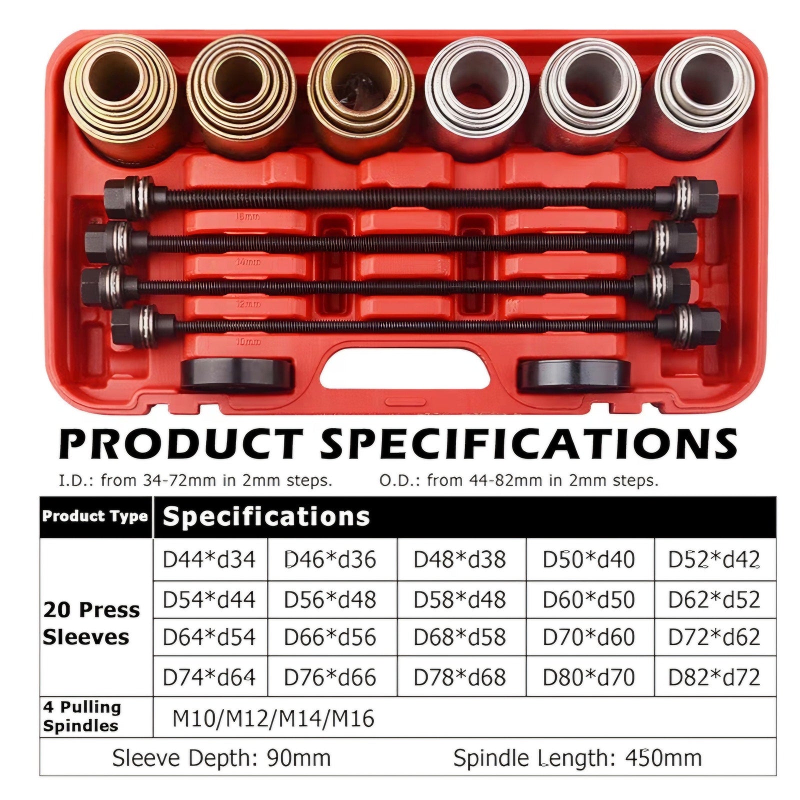 DAYUAN Universal Press Pull Sleeve Remove Install Bushes Bearings Tool Kit
