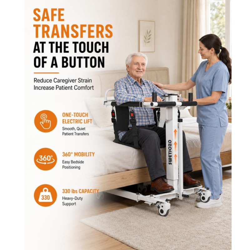 YW07 Electric Patient Lift Transfer Chair for Home 300 lb Capacity