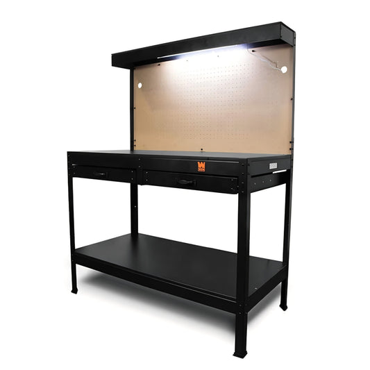 WEN WB4723T 48-Inch Workbench with Power Outlets and Light, Black