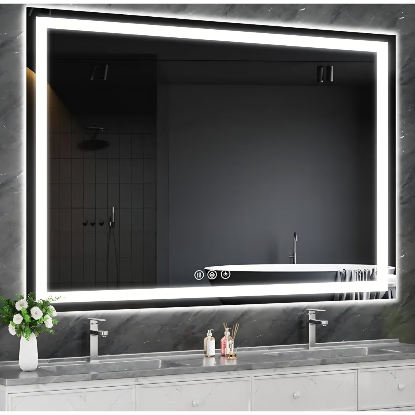 40x60 LED Bathroom Mirror, Backlit + Front Lit, LED Bathroom Mirror with Lights for Wall, 3 Colors