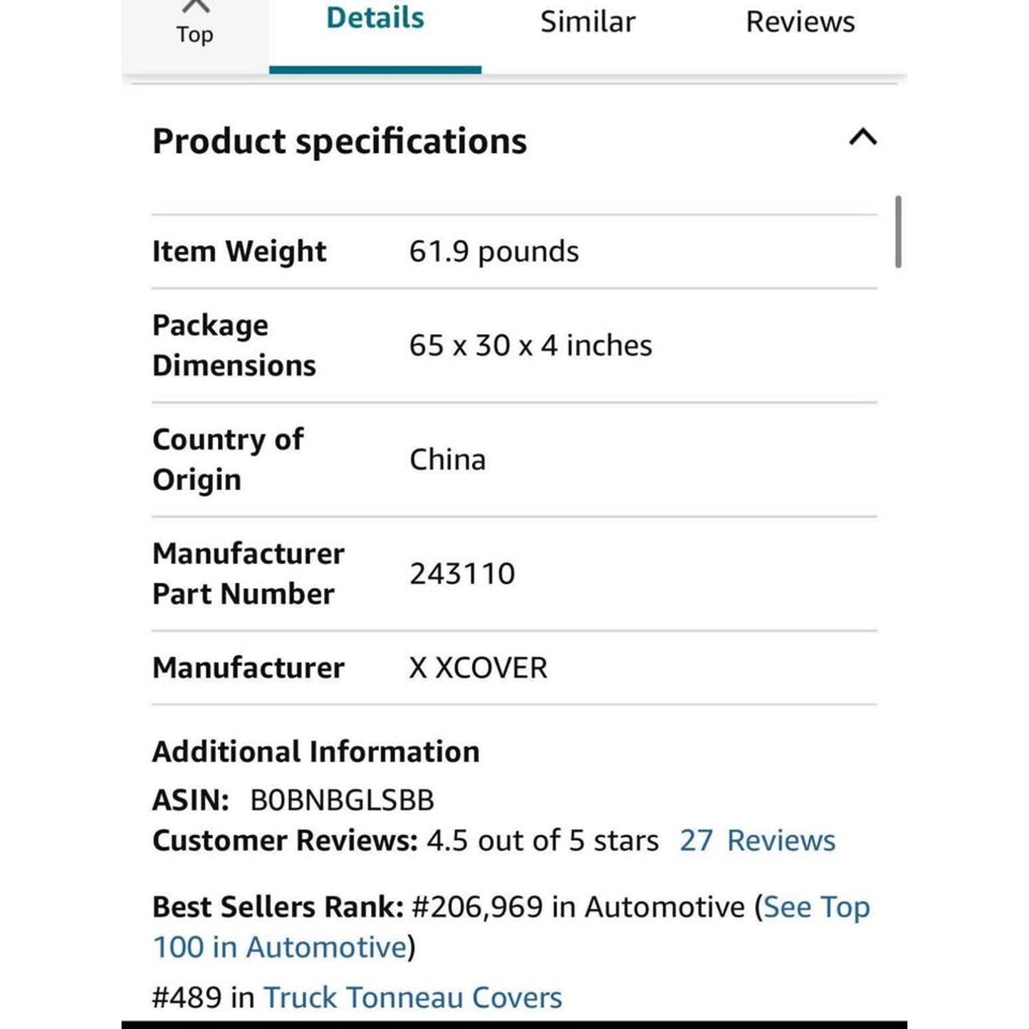 XCOVER Low Profile Hard Folding Truck Bed Tonneau Cover, Compatible with 2022-2025 Frontier 5' Bed,