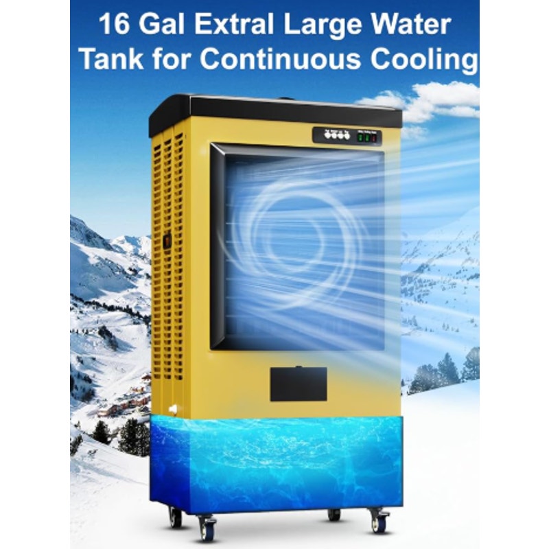 Uthfy 6500 CFM Swamp Cooler, 48IN Evaporative Air Cooler with 19 Gal Water Tank