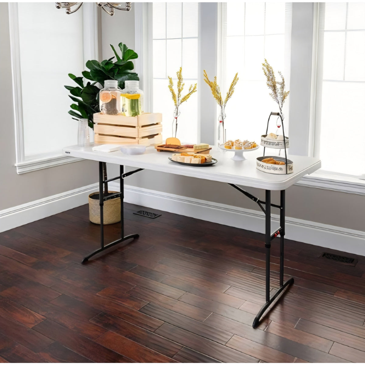 LIFETIME 6-Foot Adjustable Height Nesting Table, Commercial, Almond