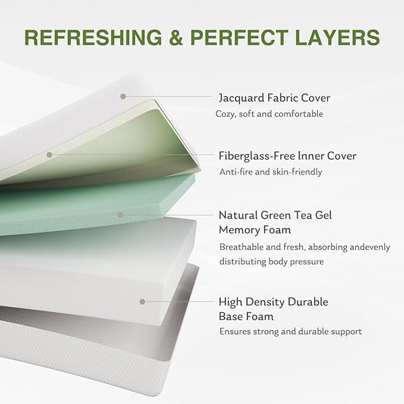 EGOHOME Queen Mattress  in A Box, 12 In, Medium Firm, Cooling Green Tea Gel, 80''L x 60''W, White