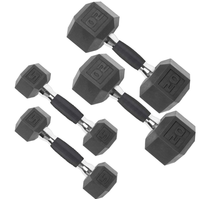 50 LB SET CAP Rubber Coated Dumbbell Weights, Free Weights for Home Gym Strength Training,