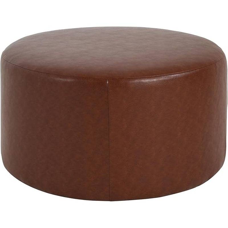 Christopher Knight Home GAVI 30" Ottoman Foot Stool, Faux Leather Pouf Footstool Seat, Brown
