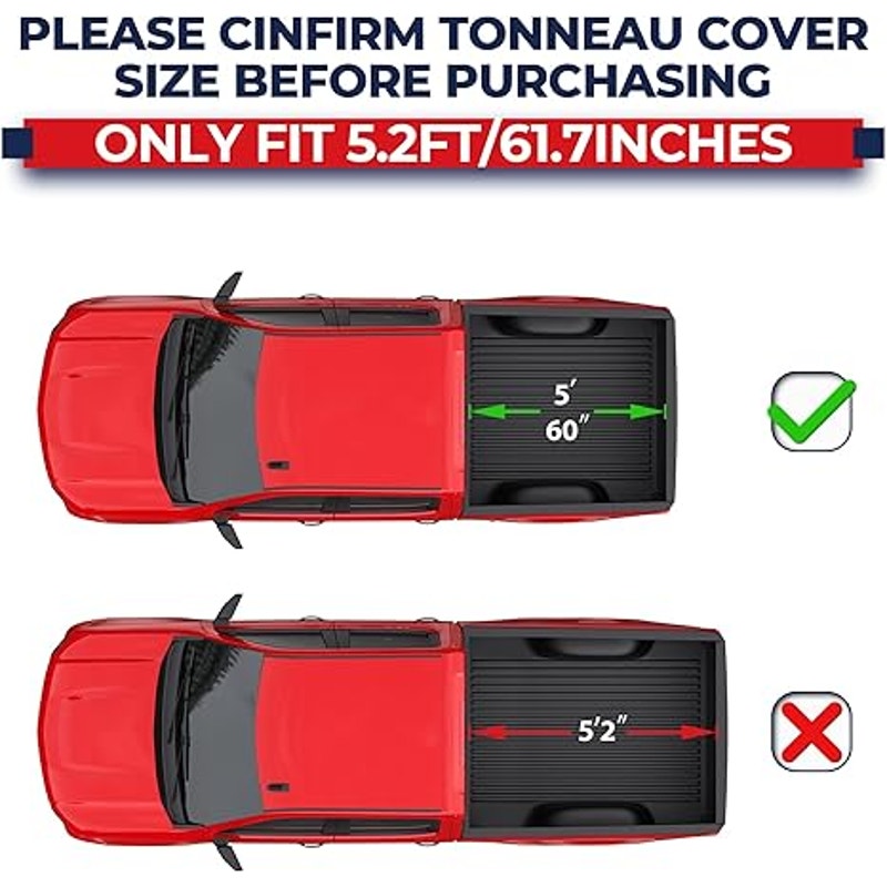 MOSTPLUS Fiberglass Tri Fold Hard Truck Bed Tonneau Cover Comp. 2004-2012 Chevy Colorado, 5 FT Feet