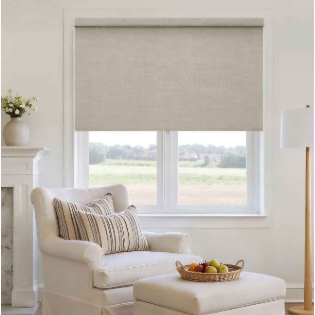 Cordless Blackout 58x72  Roller Blinds Linen Fabric for Bedroom Living