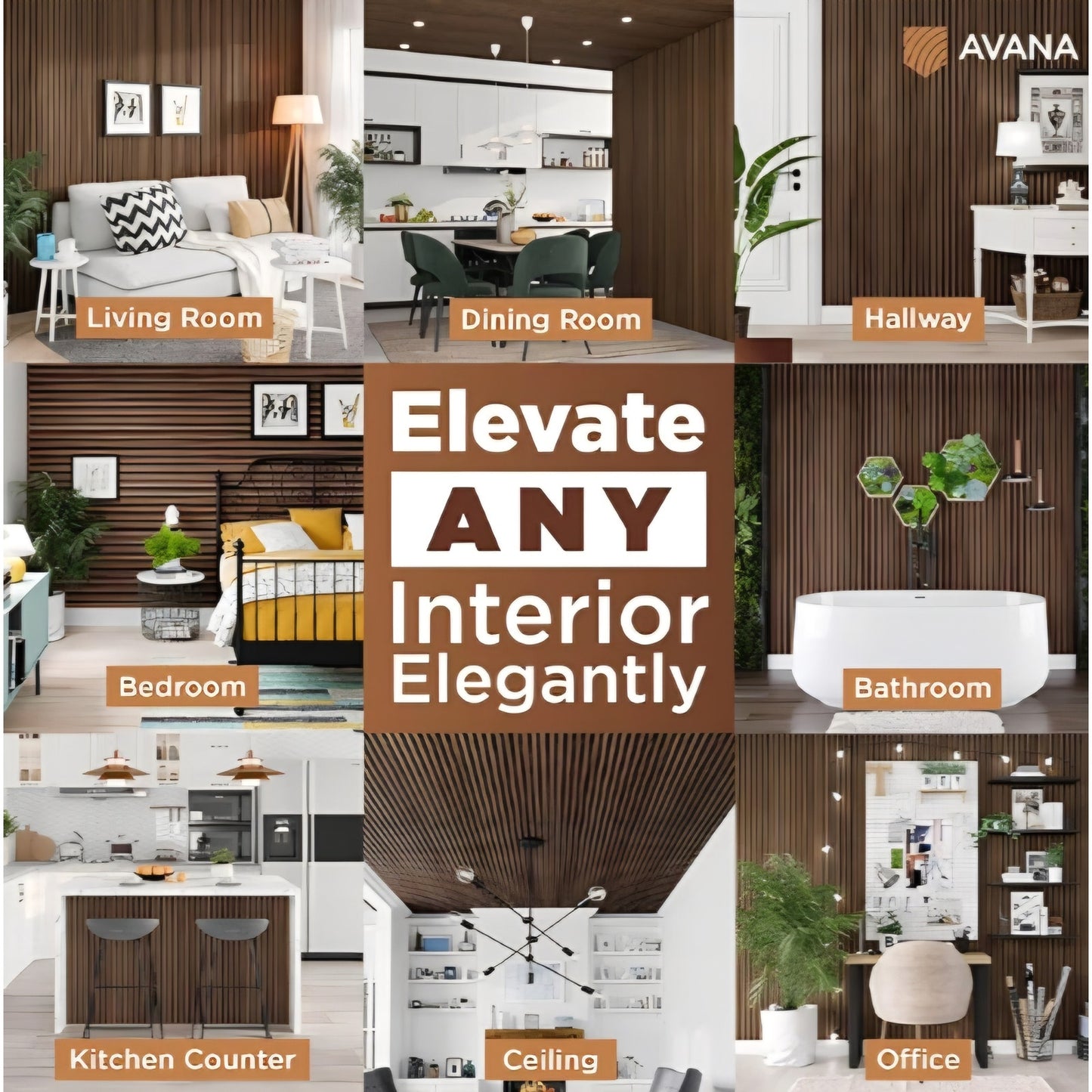 Acoustic Wood Wall Panels Rustic Walnut – 93.2x11.25 Inch Panels Fits 94x12 Layout