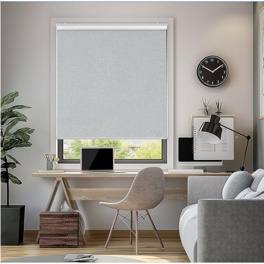 ChrisDowa Cordless 100% Blackout Roller Shade, with Striped Jacquard, Thermal Insulated,