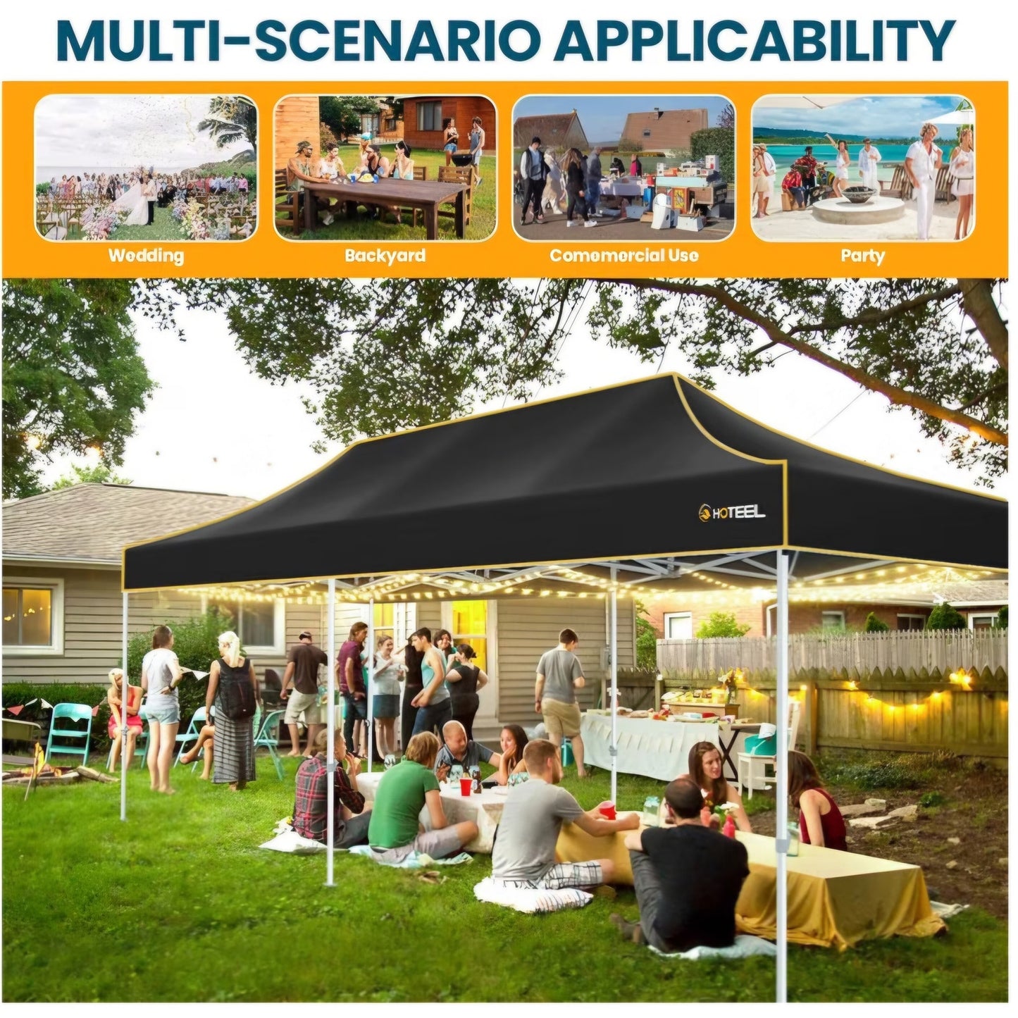 Hoteel 10x20 Pop Up Canopy Tent Heavy Duty with 6 Sidewalls, Waterproof Party Tent, Easy Set-up