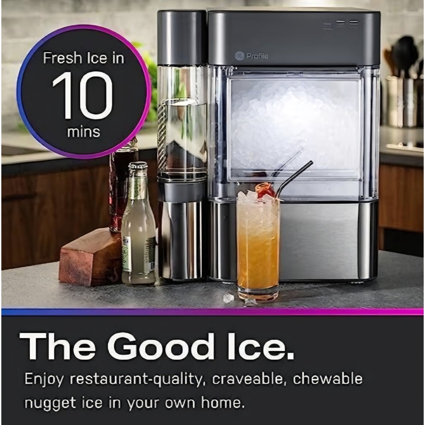GE Profile Opal 2.0 XL Countertop Nugget Ice Maker, 1 Gallon Side Tank, 38 lbs/day, Soft Pellet Ice