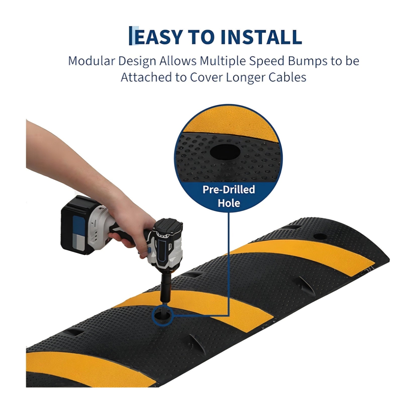 7FT Rubber Speed Bump with 4 End Cap, 2-Pack Speed Bumps for Road, 66000 LBS